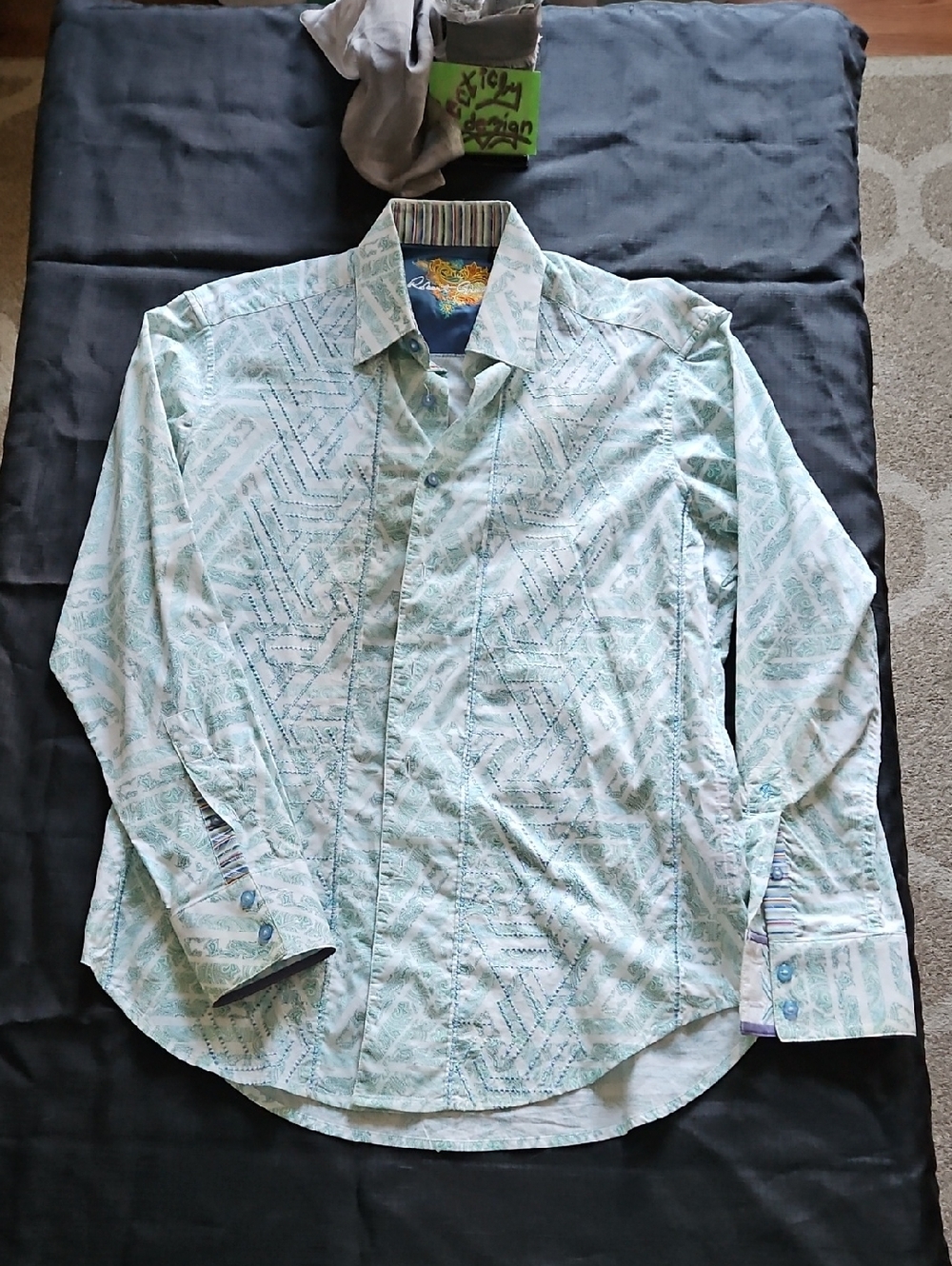 Robert Graham Mint Blue Patterned Men's Dress Shirt